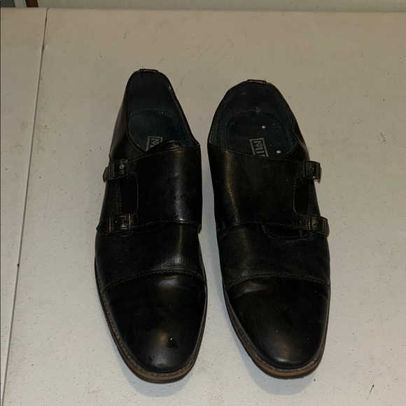 Men's Black Double Monk Strap Oxfords - Picture 2 of 5